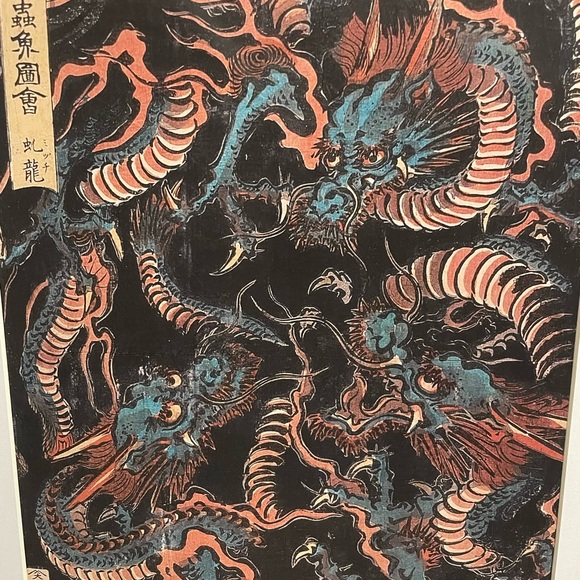 Japanese Water Dragons Framed Print 12x15 Keisai Eisen Ukiyoe Dragon Wall Art - Picture 3 of 3